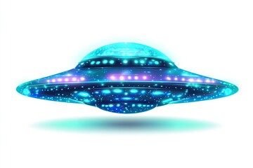 ufo space flying saucer alien ship luminous vector illustration isolated on white background -.generative ai