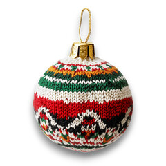 Knitted Christmas bauble, clipart on transparent background