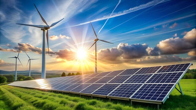 solar panels and wind turbines