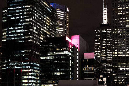 Illuminated offices of Melbourne CBD at night