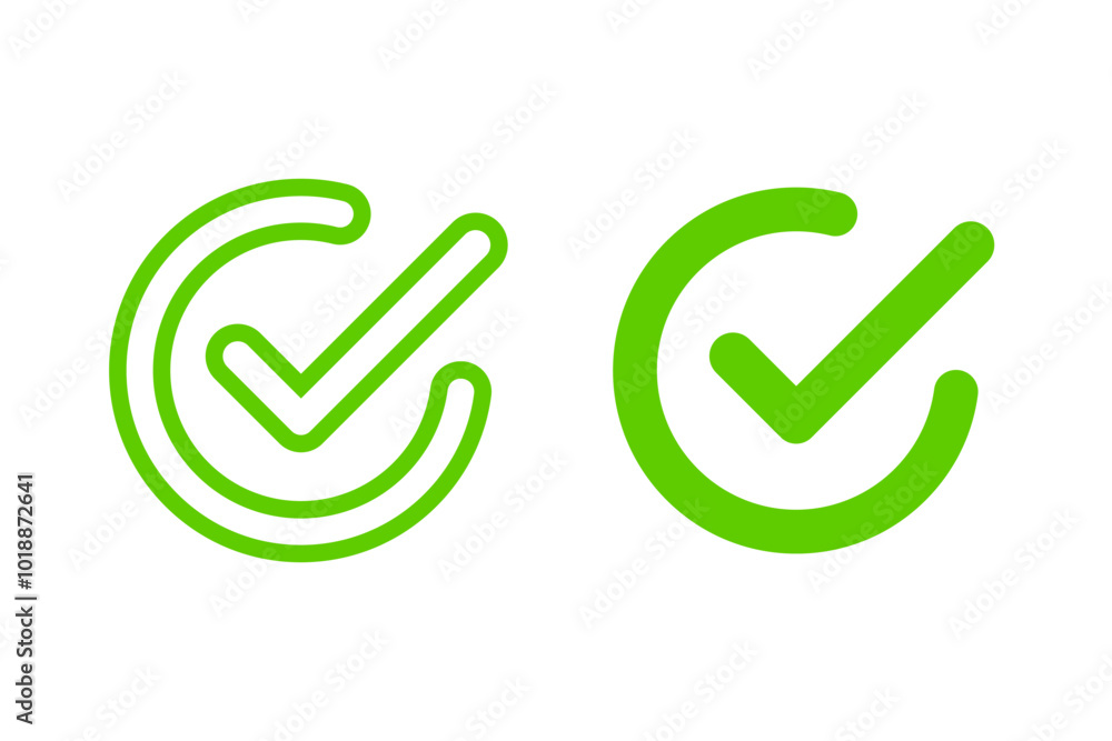 Poster yes or no icon. green tick symbol and red cross sign in circle. checkmark and check icon. approval. 