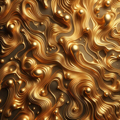 Fototapeta premium Swirling golden and black patterns create a mesmerizing abstract texture