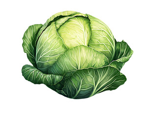 Fototapeta premium Fresh green cabbage, Transparent background.