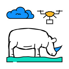 wildlife conservation drone line icon vector. wildlife conservation drone sign. isolated symbol illustration
