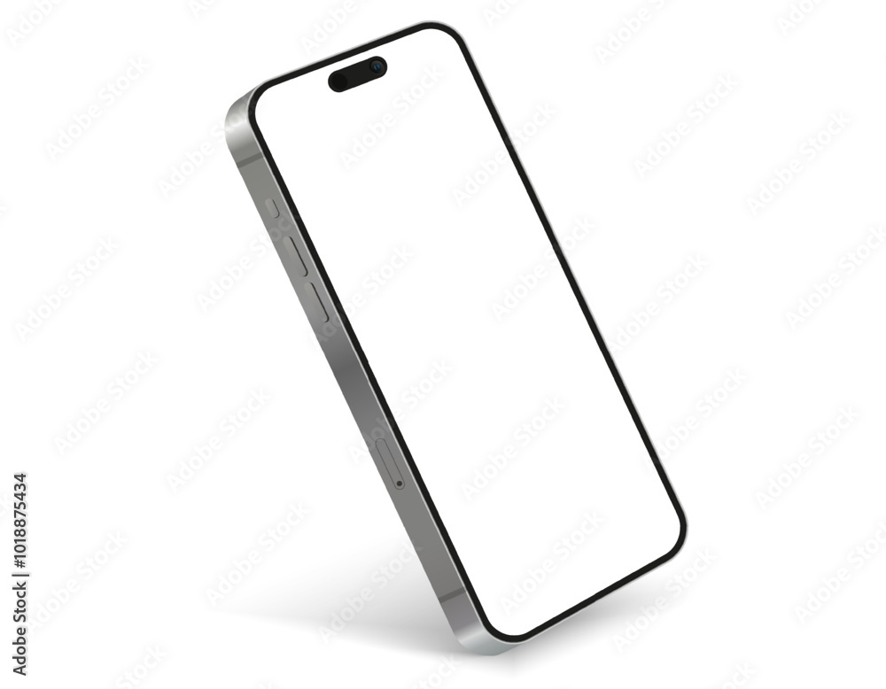 Poster Realistic smartphone mockup. Mobile phone vector with isolated on white background. Device front view. 3D mobile phone with shadow. Realistic, high quality smart phone mockup for ui ux presentation.