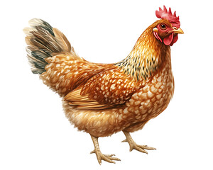 Fototapeta premium Realistic hen standing, Transparent background.
