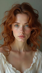 Naklejka premium Portrait of beautiful girl with red hair.