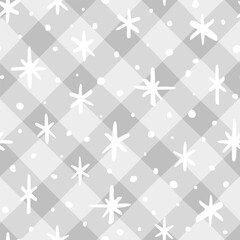 Vector seamless pattern with hand drawn Christmas design. Cute decoration for wrappings, textile, wallpaper and backgrounds.