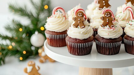 Festive Gingerbread Cupcakes with Whipped Cream Frosting