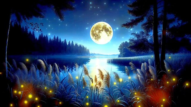 natural scenery in the mountains when the moonlight shines