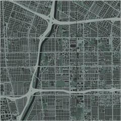 Map of Paramount in California in a smooth dark style. Contains layered vector with roads water, parks, etc.