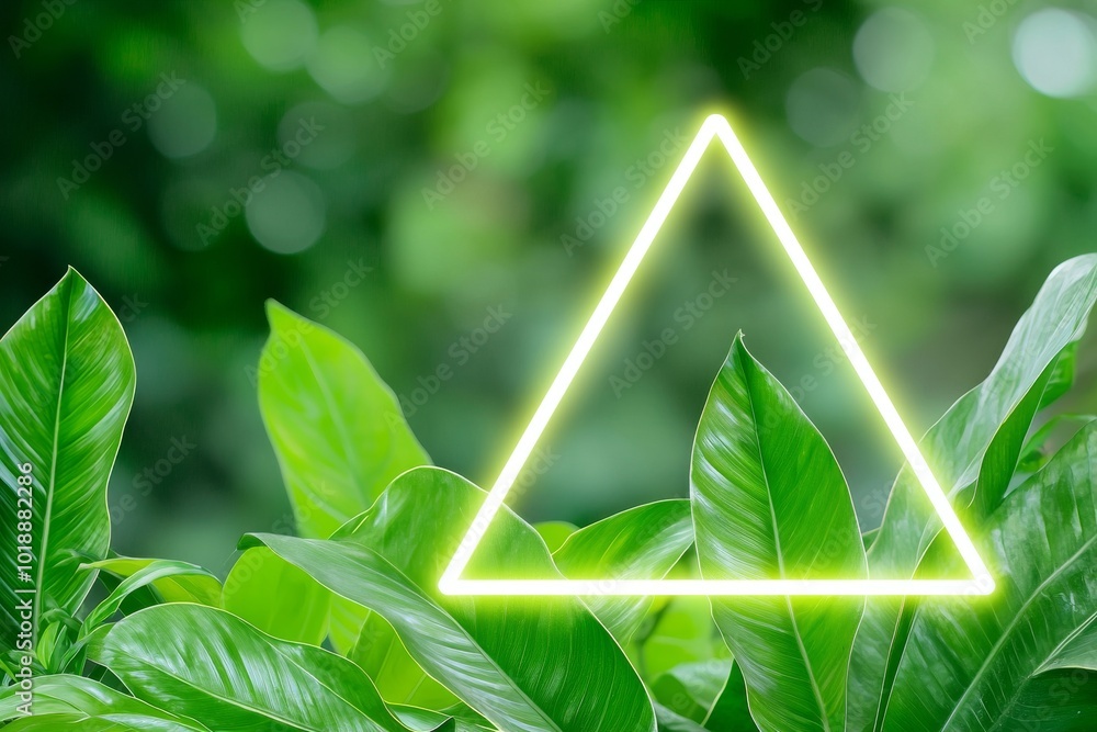 Aufkleber using tropical leaves to create a fluorescent color scheme. nature concept. neon colors arranged fla