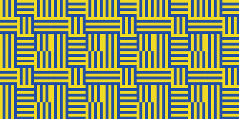 Rectangular seamless geometric pattern combination of blue and yellow colors. Perfect for printing, design backgrounds, wallpaper and tiles, gift wrapping