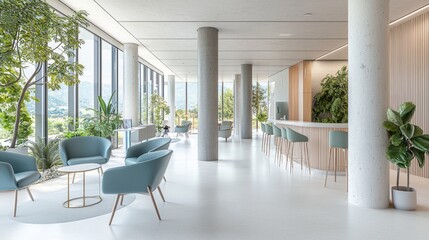 The background is unfocused. It is a hospital hallway, a reception clinic.