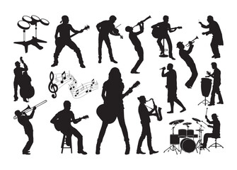 Musicians vector, Musicians clipart, Musicians silhouette.