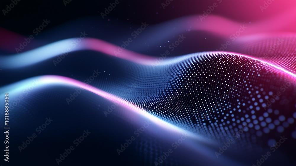 Poster abstract waves of light and color create a mesmerizing visual effect, showcasing a blend of purple a