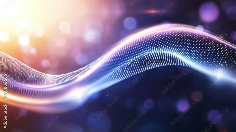 Poster a vibrant abstract wave of light flows dynamically across a dark background, illustrating the beauty