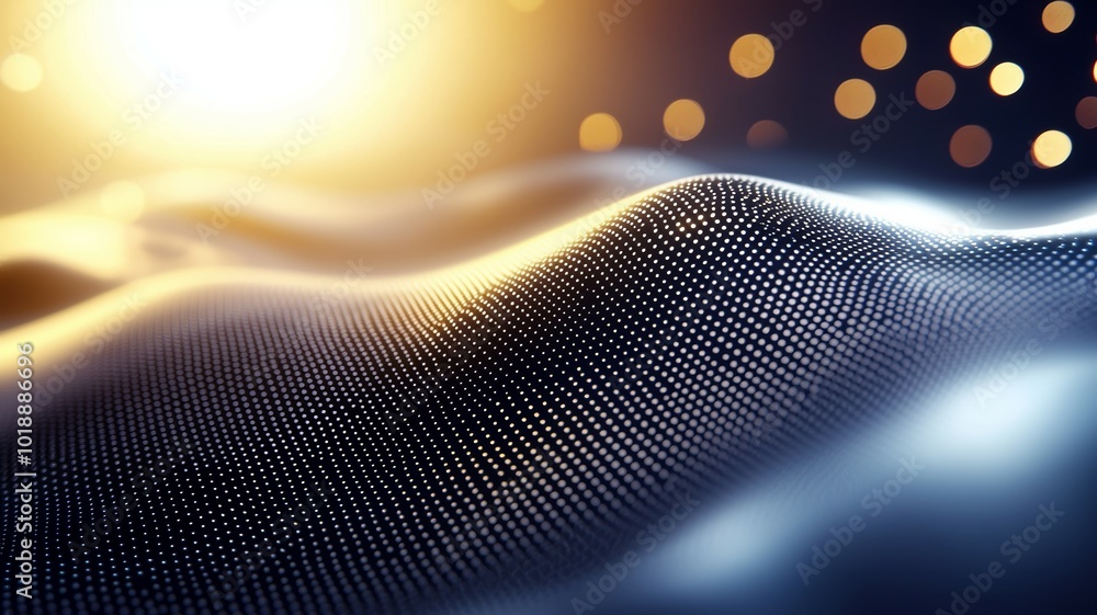 Poster a close-up view of a textured surface illuminated by warm light, featuring soft curves and a blend o