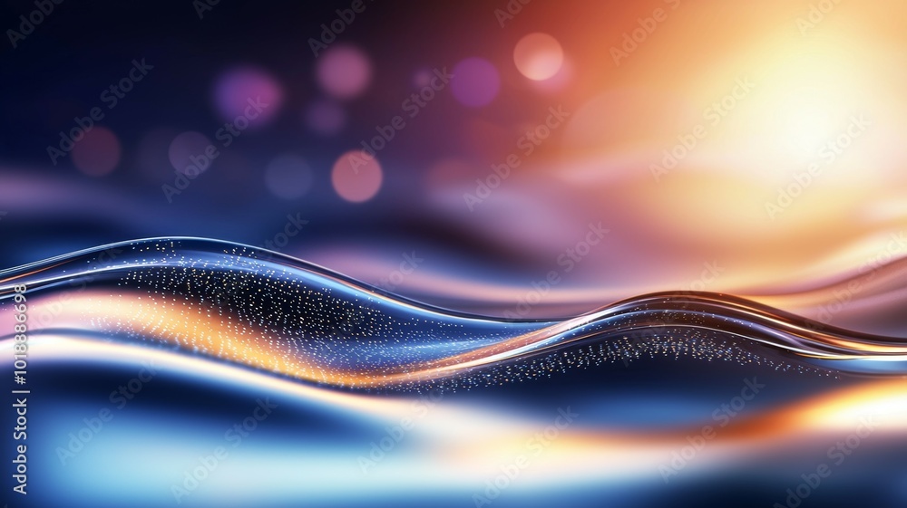 Poster a tranquil view of gentle waves reflecting sunlight, creating a captivating display of colors at sun