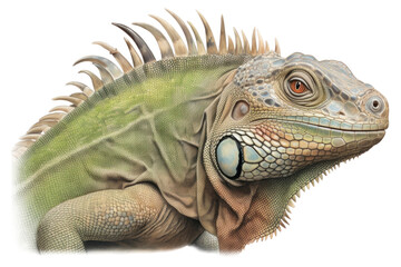 Fototapeta premium PNG Portrait of a Iguana iguana reptile animal.