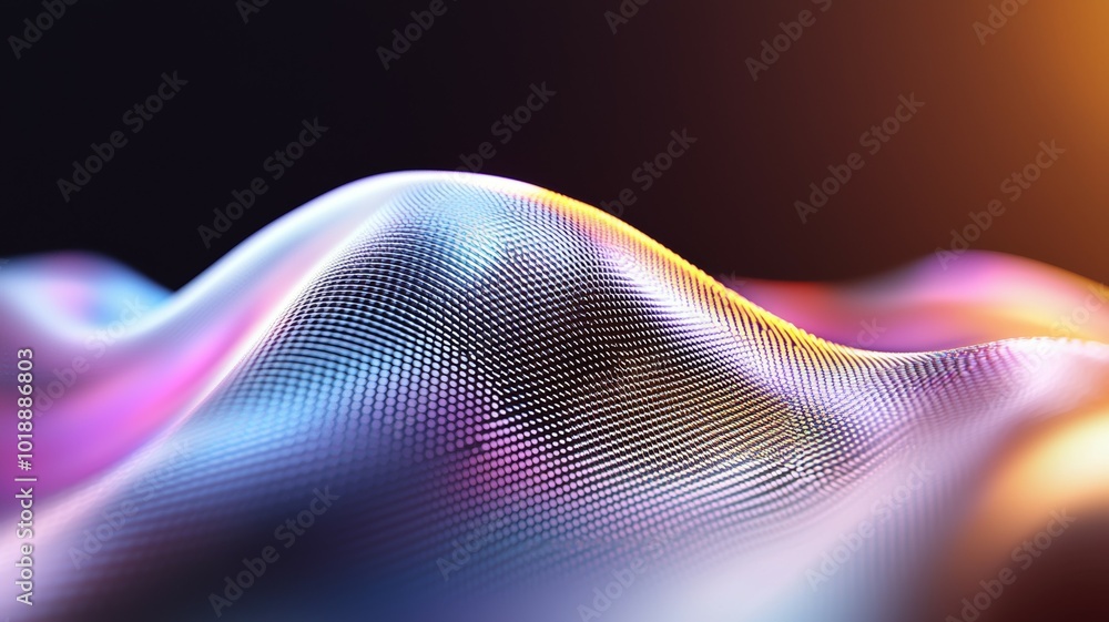 Poster colorful shimmering waves of light create an abstract pattern, showcasing intricate textures and inn