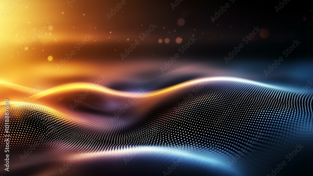 Aufkleber abstract representation of vibrant waves illuminated by warm light, showcasing a blend of colors and