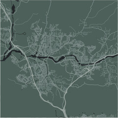 Map of Santa Clarita in California in a smooth dark style. Contains layered vector with roads water, parks, etc.