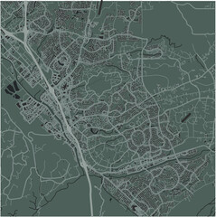 Map of Temecula in California in a smooth dark style. Contains layered vector with roads water, parks, etc.