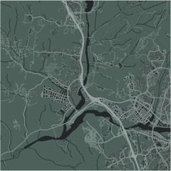 Map of Valencia in California in a smooth dark style. Contains layered vector with roads water, parks, etc.