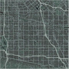 Map of Valley Glen in California in a smooth dark style. Contains layered vector with roads water, parks, etc.