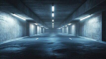 Empty Parking Garage at Night