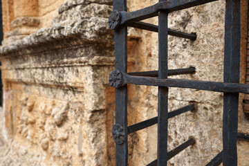 Iron grille and antique forging.