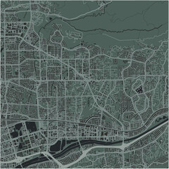 Map of Yorba Linda in California in a smooth dark style. Contains layered vector with roads water, parks, etc.