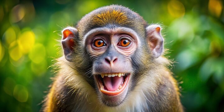 Joyful Monkey Smiling with Playful Expression for Humor and Fun in Digital Content Creation