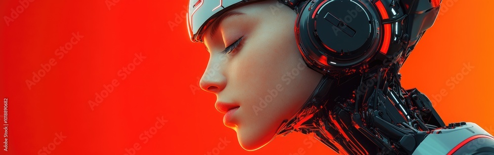 Aufkleber a humanoid robot exemplifying ai-driven transformation in industries during a futuristic event