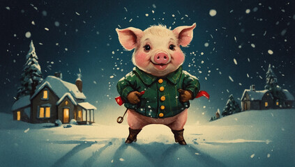 Fototapeta premium christmas pork card