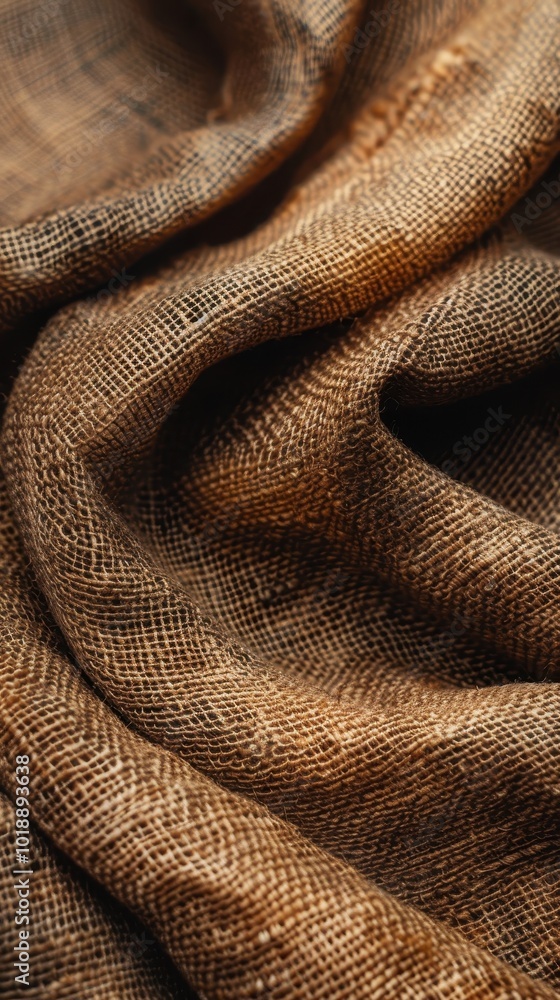 Aufkleber close-up of intricate brown sackcloth showcasing its unique texture and captivating patterns