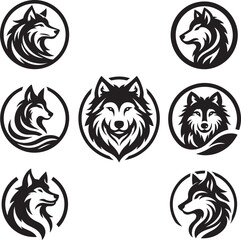 Fototapeta premium Set of wolf silhouettes
