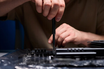 Fototapeta premium Assembling computer components with precision tools for flawless execution and assembly
