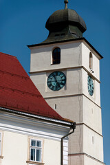 Council Tower of Sibiu, Romania. It's a prominent landmark known for its imposing height, distinctive architecture, and historical significance. 