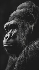 Powerful silverback gorilla exhibiting strength at Blackpool Zoo in a striking black and white view