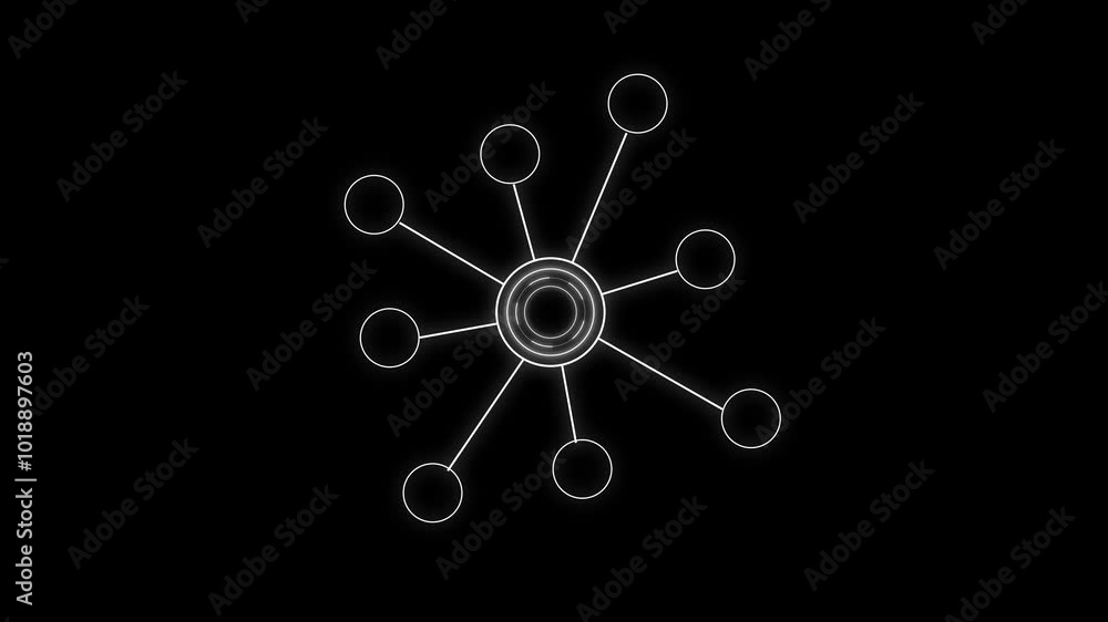 Poster network connecting animation icon on black background. business, technology, internet and network an