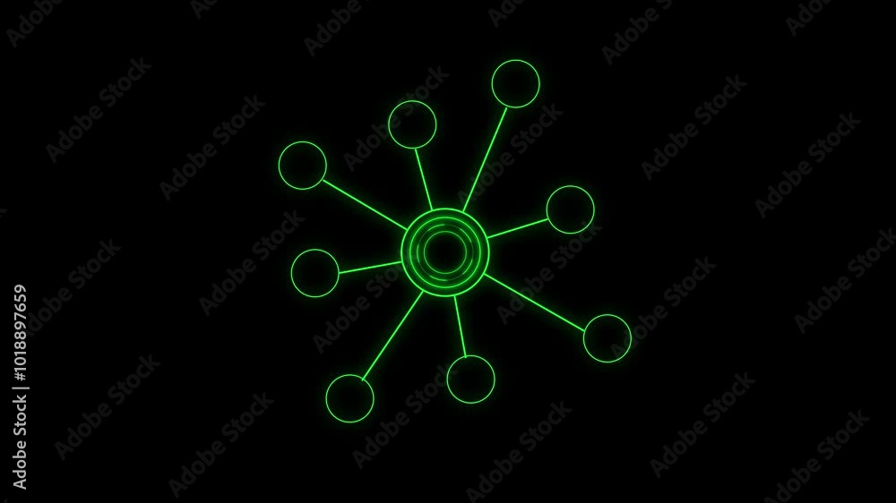 Poster network connecting animation icon on black background. business, technology, internet and network an