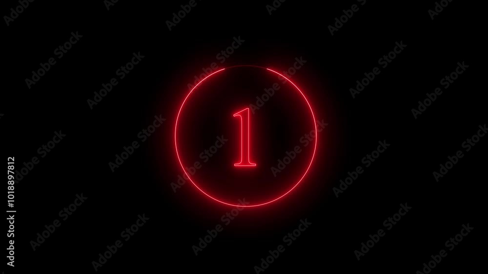 Poster neon glowing countdown numbers 5 to 1 second with neon circle. glowing trending beautiful top ten co