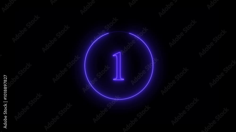 Poster 5 to 1 second modern digital countdown timer neon light style. neon glowing countdown numbers 5 to 1