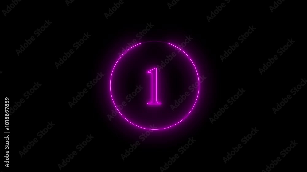 Poster 5 to 1 second modern digital countdown timer neon light style. neon glowing countdown numbers 5 to 1
