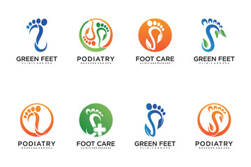 Set Podiatry location logo design unique with modern style