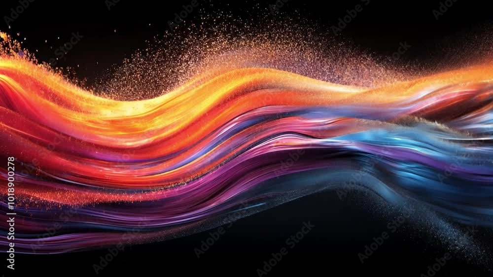 Aufkleber colorful abstract waves of light and particles creating a dynamic and vibrant composition at night