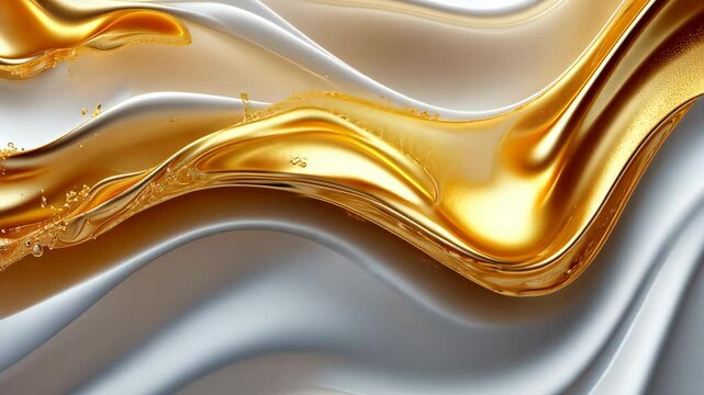 Flowing liquid gold creating elegant patterns on a white background