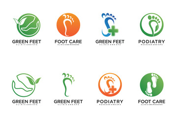 Set Podiatry location logo design unique with modern style